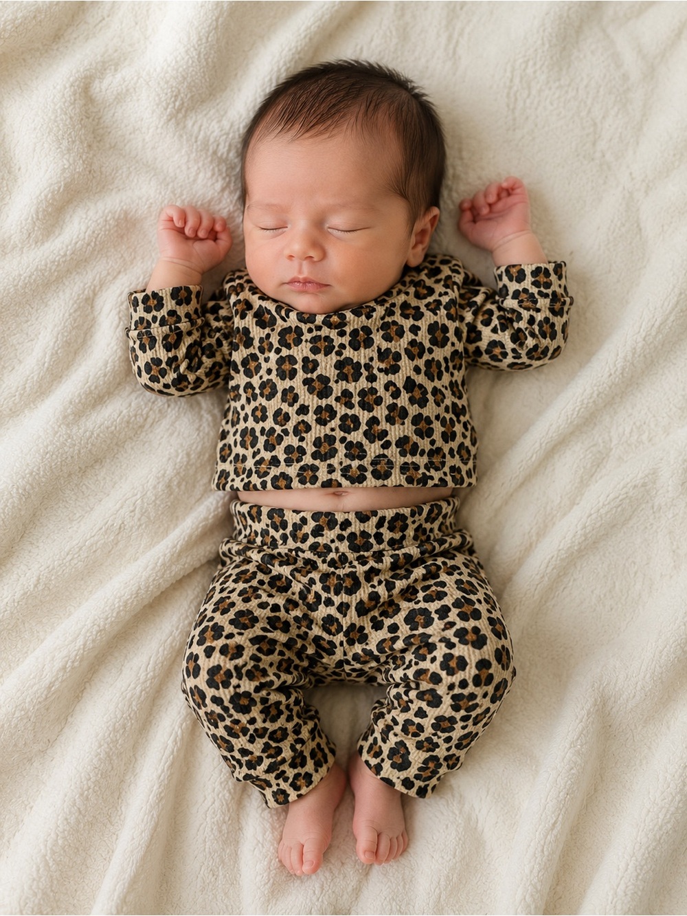 Cat & Jack Leopard Print Baby Two-Piece Outfit - Beige & Black NWOT